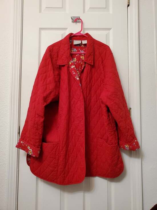 Blair Jackets & Blazers - Blair Red Quilted Floral Lined Jacket Coat Women's Size 3XL